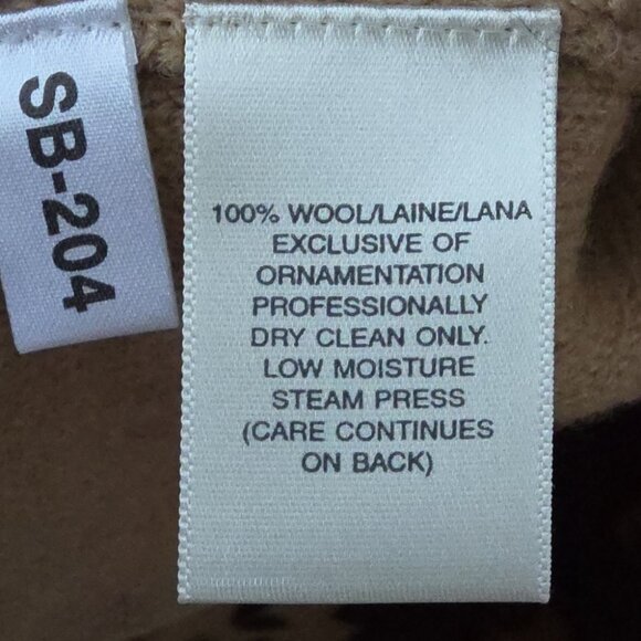 SUSAN BRISTOL | Beige Floral Cardigan JACKET Hand Embroidered 100% Wool Sz LARGE - Picture 6 of 6